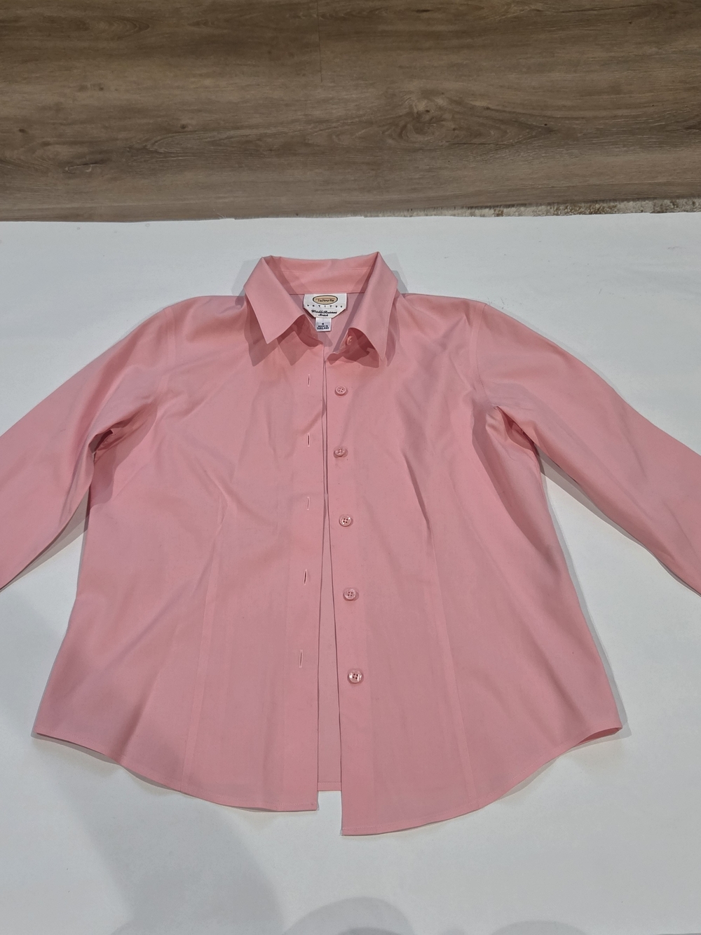 Talbots Peach Pink Cotton Button-Front Collared Blouse